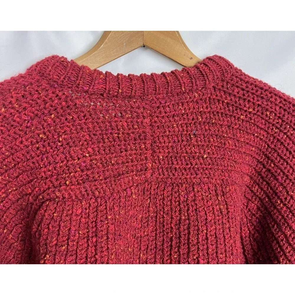 John Molloy Vintage Donegal Virgin Wool Sweater Men's XL Red Chunky Rib Knit EUC